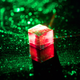 A fluorescing diamond with nitrogen vacancies.
